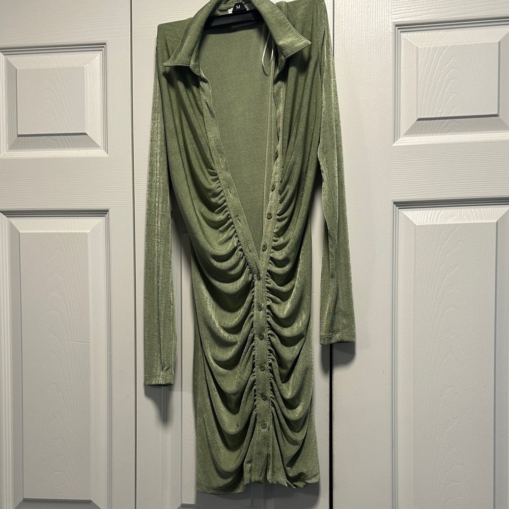 Elegant Green Ruched Dress
